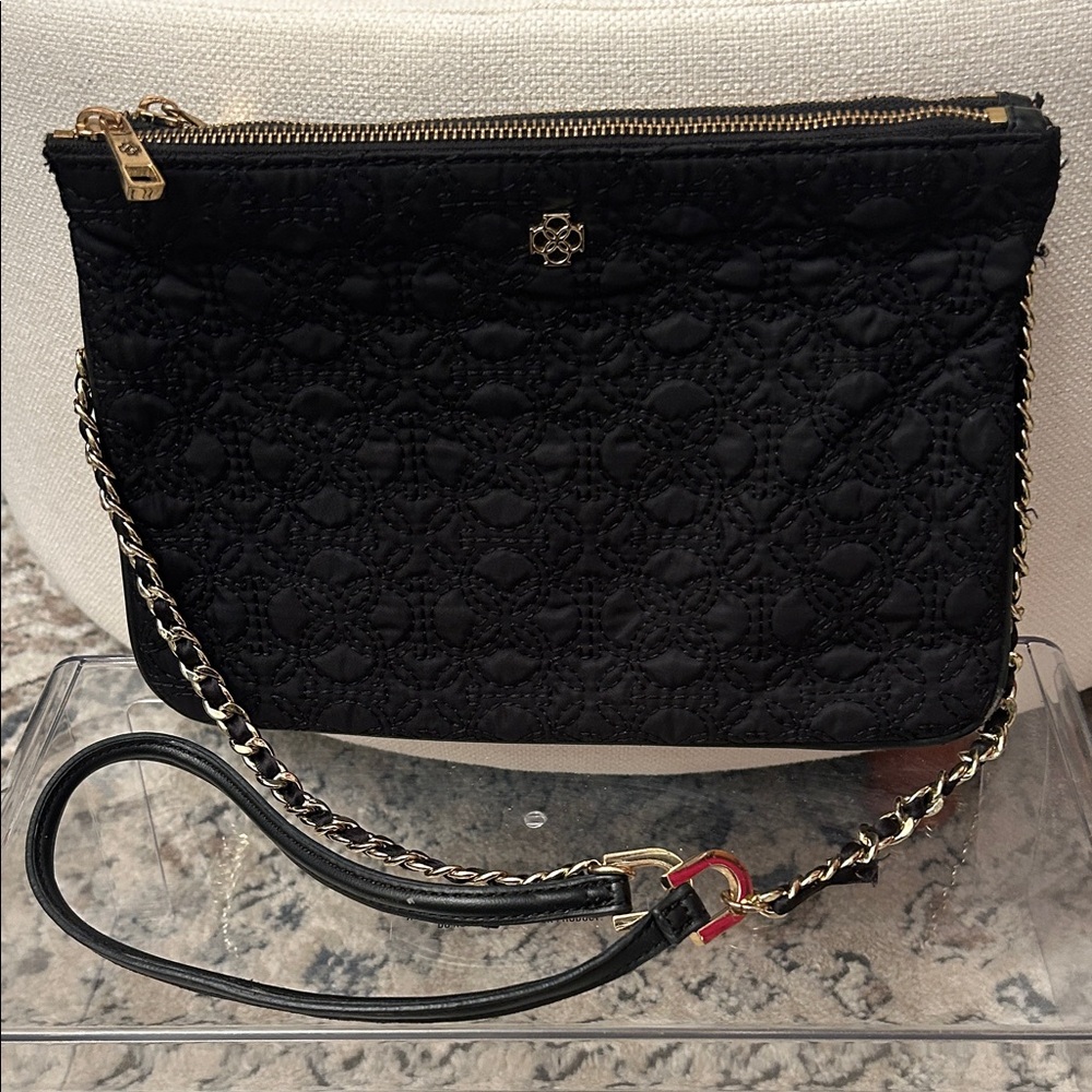 Ann Taylor Black Quilted Crossbody Bag